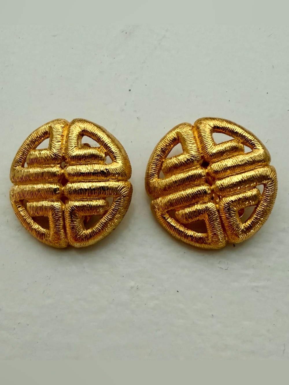 Vintage Gold-plated Givenchy Logo Chinese / Oriental Knot Look  Earrings
